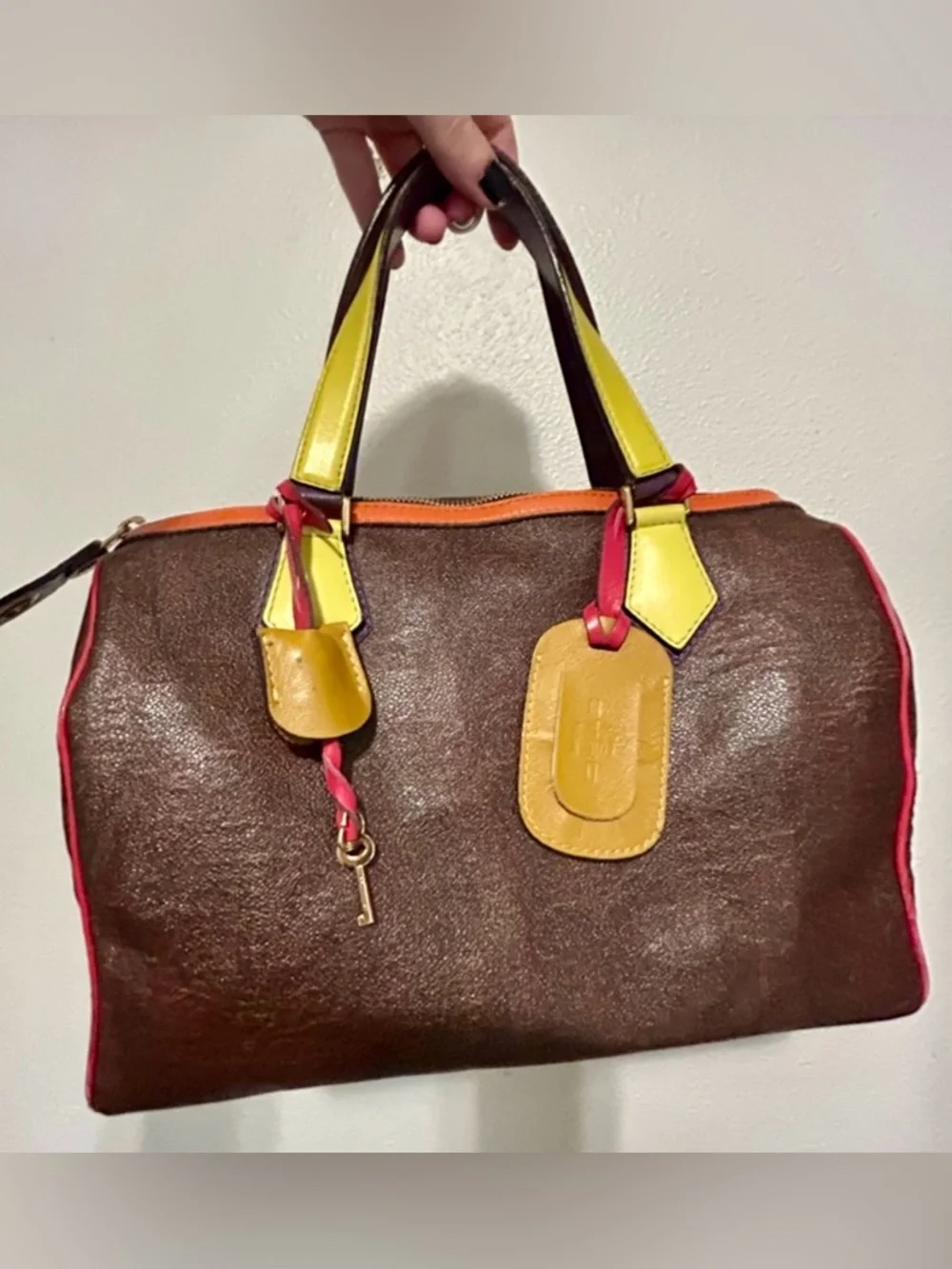 ETRO Paisley Multicolor Colorblock Boston Speedy Bag w/ Lock & Key + Luggage Tag - Picture 2 of 16